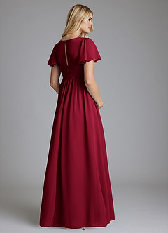Azazie Verna Maternity Bridesmaid Dresses A-Line V-Neck Ruched Chiffon Floor-Length Dress image2