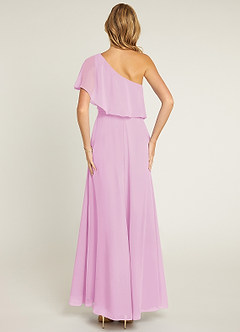 Azazie Lizzy Bridesmaid Dresses Candy Pink A-Line One Shoulder Chiffon Dress image2