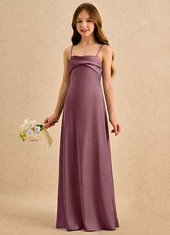 Azazie Mirabella Girls Formal vestidos de niña de las flores Vestido Amatista de Satén Elástico de Recto con Escote corazón image2
