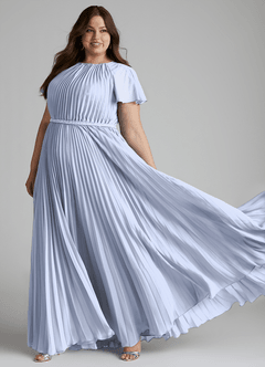 Azazie Kara Modest brudtärna klänningar Klänning A-Line Plisserad Golvlängd Chiffong image10