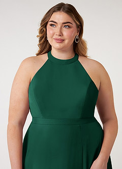 Azazie Clarice Bridesmaid Dresses Emerald A-Line Halter Chiffon Dress image13