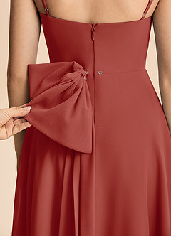 Azazie Bear Junior Terracotta A-Line Pleated Chiffon Dress image8