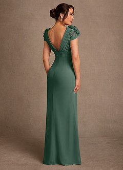 Azazie Louella Mother of the Bride Dresses Sea Moss A-Line Pleated Chiffon Dress image2