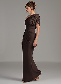 Azazie Essence Bridesmaid Dresses Ganache Sheath One Shoulder Premium Stretch Jersey Dress image3