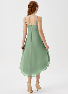 Azazie Mariam Junior Matcha A-Line Pleated Chiffon Dress image6