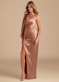 Azazie Asher Final Sale Black Sheath One Shoulder Metallic Satin Dress image5