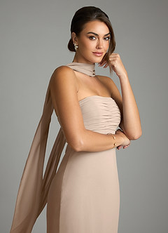 Azazie Saylor Vestidos de damas de honor Vestido de Gris Pardo de Gasa de Corte Sirena con Sin tirantes image2