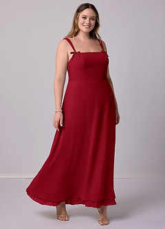 Barbie ♥ Azazie Bridesmaid Dresses Scarlet A-Line Pleated Chiffon Dress image10