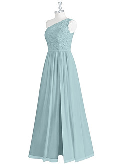 Azazie Demi Bridesmaid Dresses Mist A-Line One Shoulder Chiffon Dress image10
