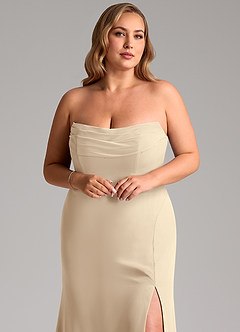 Azazie Saige Bridesmaid Dresses Champagne A-Line Off the Shoulder Chiffon Convertible Dress image11