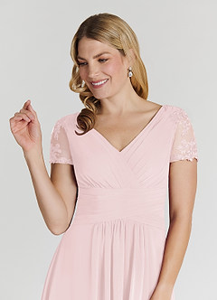 Azazie Thais Kleider für die Brautmutter A-Linie Spitze Chiffon Kleid Zartrosa image5