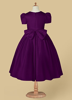 Azazie Anirra Blumenmädchenkleider Ballkleid Plissee Matte Satin Kleid Traube image6