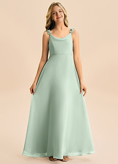 Azazie Elodie Junior Agave A-Line Chiffon Dress image4