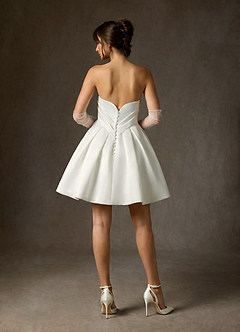 Azazie Granville Wedding Dresses Diamond White Ball-Gown Strapless Satin Dress image2