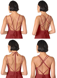 Azazie Farren Bridesmaid Dresses Rust A-Line Pleated Chiffon Convertible Dress image9