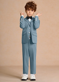 Oliver 하늘색 나비넥타이가 달린 소년용 5피스 정장