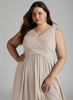 Azazie Flora Bridesmaid Dresses Frost A-Line Pleated Chiffon Dress image15