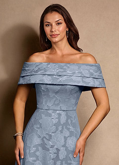 Azazie New Britain Abiti per la Madre della Sposa Abito A-Line in Burnout Floreale Plissettato Blu Polveroso image5