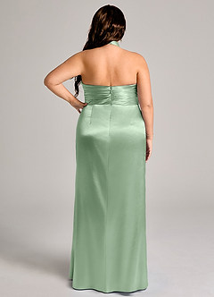 Azazie Jemma Bridesmaid Dresses Matcha Sheath Pleated Metallic Satin Dress image9