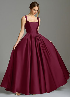 Azazie Verina Bridesmaid Dresses Mulberry A-Line Pleated Stretch Satin Dress image5