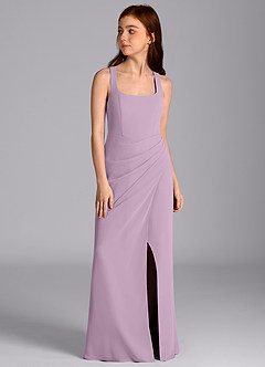 Azazie Mero Junior Meerjungfrau-Linie Plissee Chiffon Kleid Blauregen image5