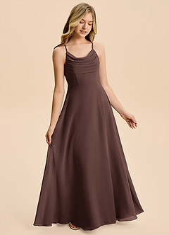Azazie Gia Junior Ganache A-Line Pleated Chiffon Dress image4
