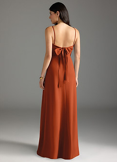 Azazie Melia Bridesmaid Dresses Paprika A-Line Bow Stretch Crepe Dress image4