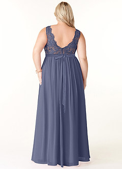 Azazie Elly Bridesmaid Dresses Stormy A-Line Lace Scoop Neck Chiffon Dress image8