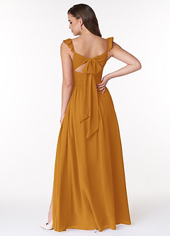 Azazie Metz Bridesmaid Dresses Butterscotch A-Line Sweetheart Ruched Chiffon Dress image2