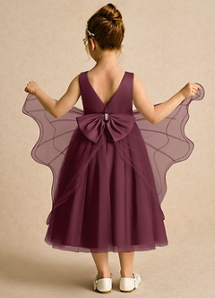 Azazie Pear vestidos de niña de las flores Vestido de Cabernet de Tul de Princesa con Lazo image3