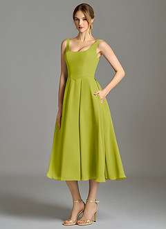 Azazie Amalie Bridesmaid Dresses Lemongrass A-Line Pleated Chiffon Dress image1