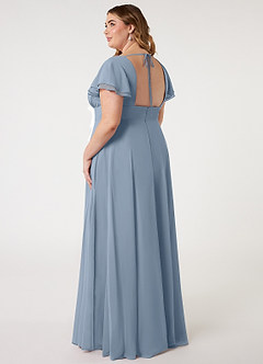 Azazie Ashika Final Sale Dusty Blue A-Line V-neck Ruched Chiffon Dress image12