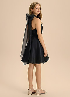 Azazie Elsie Junior Formal Linia A Marszczony Siatka Mini Młodsza druhna Sukienka image4