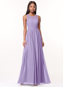 Azazie Nina Bridesmaid Dresses Lilac A-Line Pleated Chiffon Dress image1