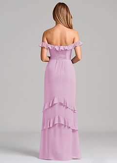 Azazie Marilynn Final Sale Dusty Blue Mermaid Off the Shoulder Chiffon Dress image2