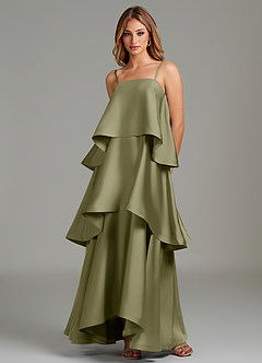 Azazie Azalea Bridesmaid Dresses Pistachio A-Line Ruched Stretch Satin Dress image5