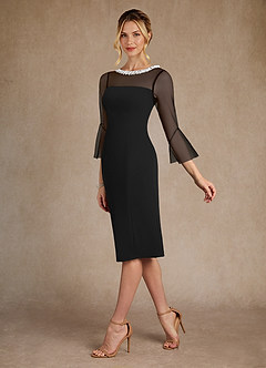 Azazie Bellevue Mother of the Bride Dresses Black Sheath Beaded Stretch Crepe Dress image5