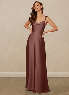 Christian Siriano Bridal for Azazie 1001 Bridesmaid Dresses Espresso A-Line Sweetheart Neckline Stretch Satin Dress image3