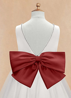 Azazie Seline Flower Girl Dresses Ivory Rust A-Line Bow Tulle Dress image9