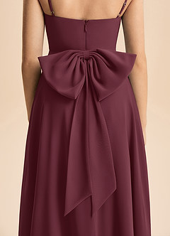 Azazie Bear Junior Vestido de Cabernet de Gasa de Corte en A con Plisado image7