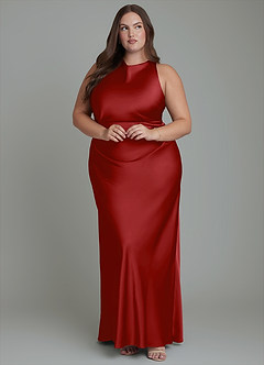 Azazie Evadne Robes de demoiselle d'honneur Robe Fourreau en Satin extensible Plissé Grenade image10