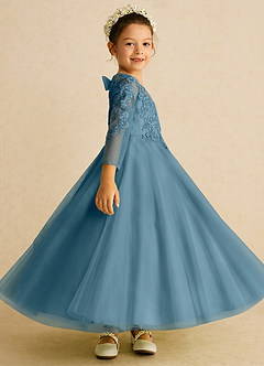 Azazie Precious Flower Girl Dresses Bermuda A-Line Lace Tulle Dress image3