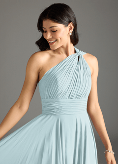 Azazie Charlize Bridesmaid Dresses Mist A-Line One Shoulder Chiffon Dress image5