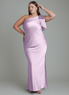 Azazie Yuanna Bridesmaid Dresses Frosted Lilac Mermaid One Shoulder Stretch Satin Dress image11