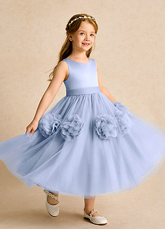 Azazie Vola Robe Demoiselle D'honneur Fillette Robe Princesse en Tulle Sans manches Eis image1