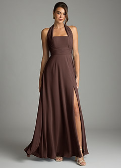 Azazie Tamira Bridesmaid Dresses Ganache A-Line Pleated Chiffon Convertible Dress image1