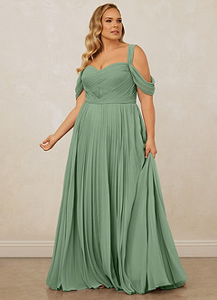Christian Siriano Bridal for Azazie 1013 Brautjungfernkleider A-Linie Schulterfrei Chiffon Kleid Matcha image13