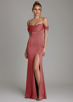 Azazie Nira Bridesmaid Dresses Antique Rose Mermaid Corset Stretch Satin Dress image5