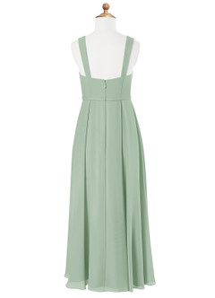 Azazie Simoan Junior Abito A-Line in Chiffon Scollo a Cuore Agave image5