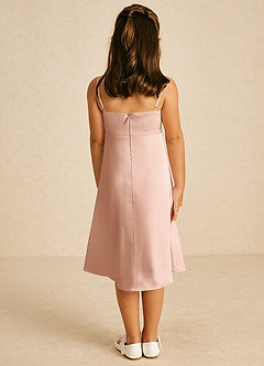 Azazie Zuzu Flower Girl Dresses Rose Gold A-Line Spaghetti Strap Stretch Satin Dress image2
